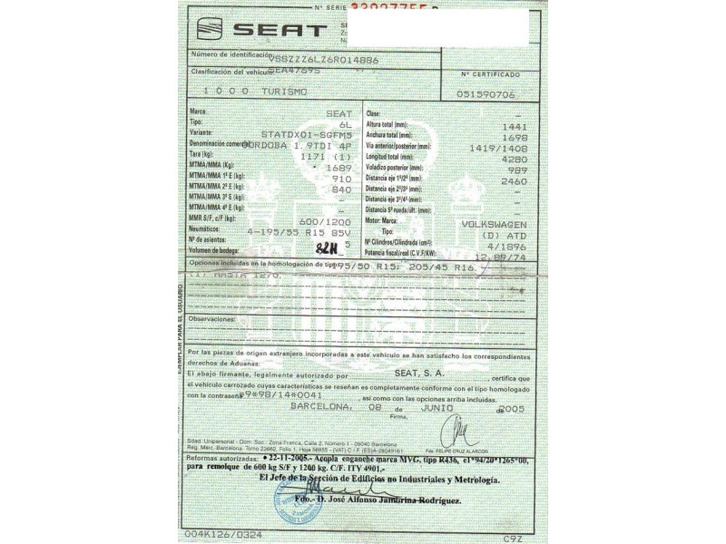 seat cordoba del año 2005