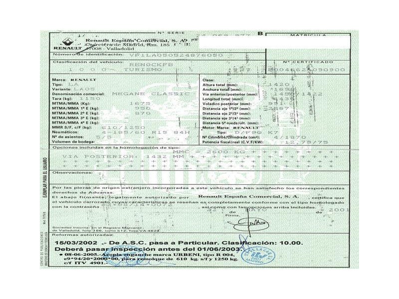 renault megane del año 2001