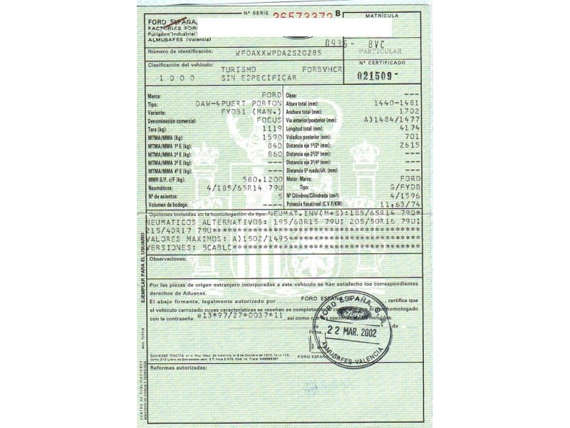 ford focus del año 2002