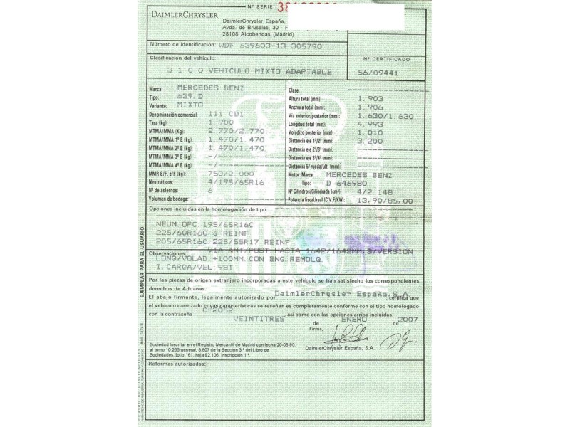 m. benz vito del año 2007