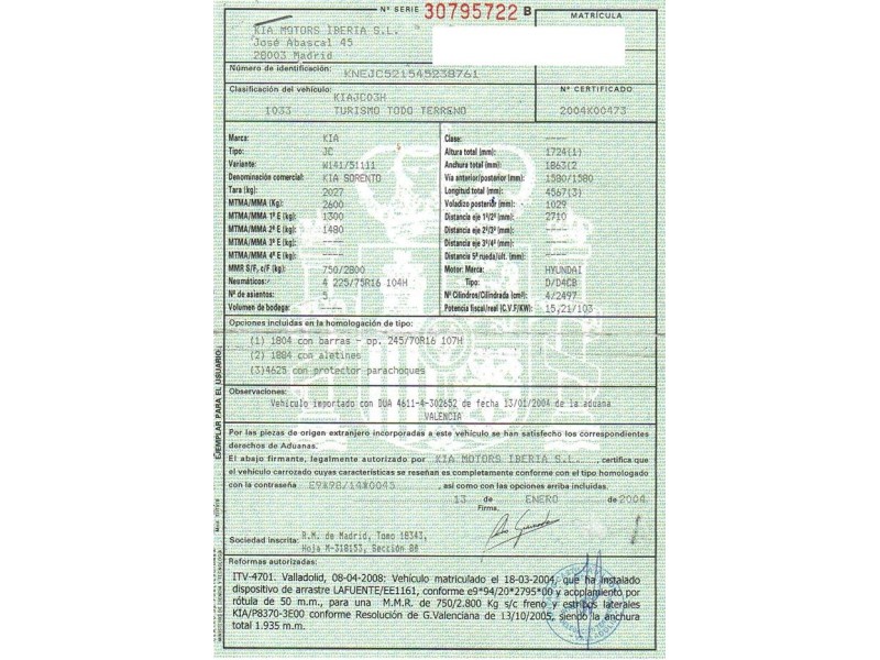 kia sorento del año 2004