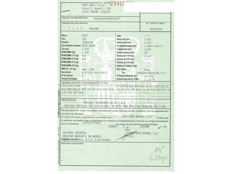 fiat bravo del año 2001