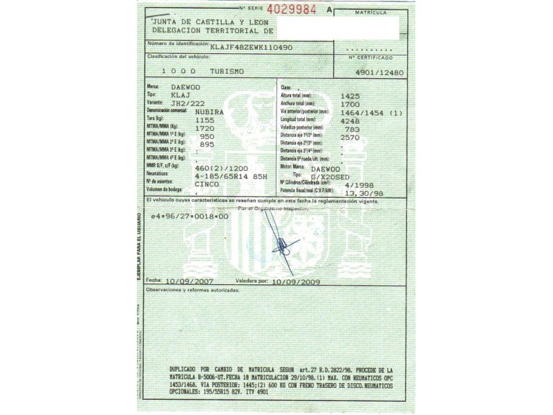 daewoo nubira del año 1998