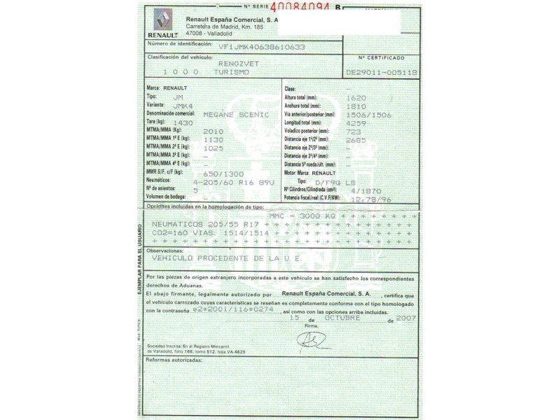 renault scenic del año 2007