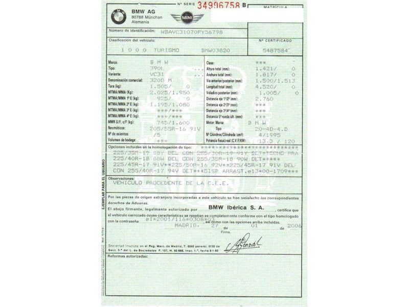 bmw  320 del año 2006