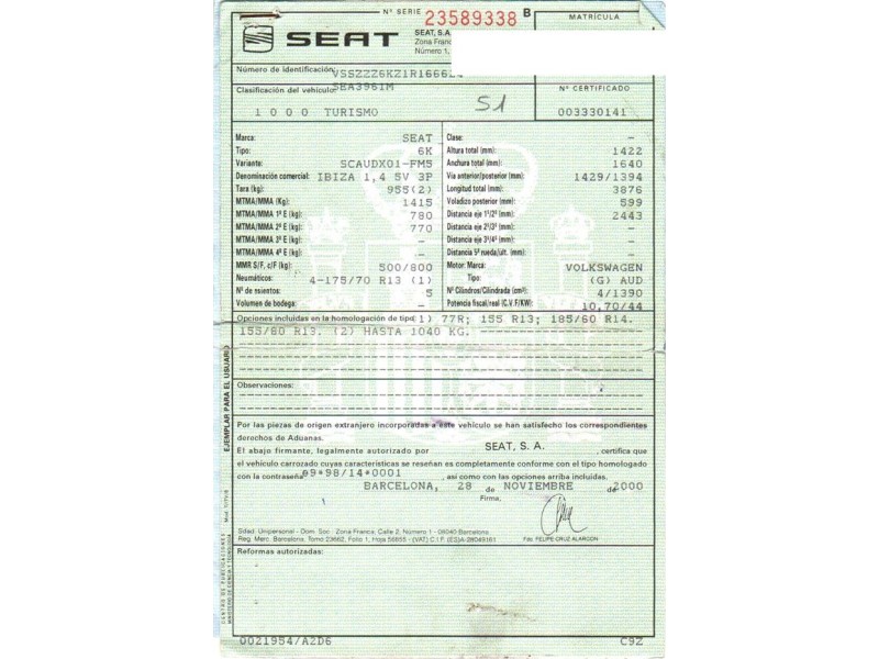 seat ibiza del año 2001