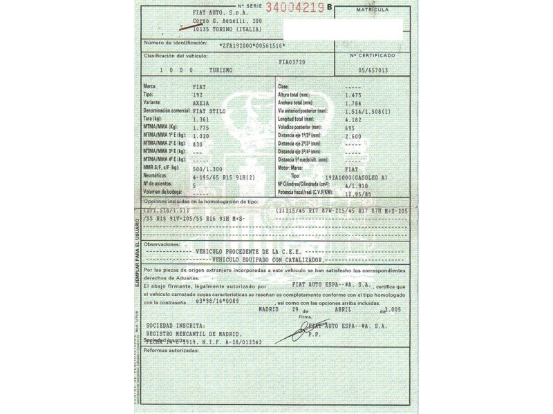 fiat stilo del año 2005