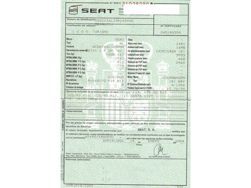 seat ibiza del año 2004