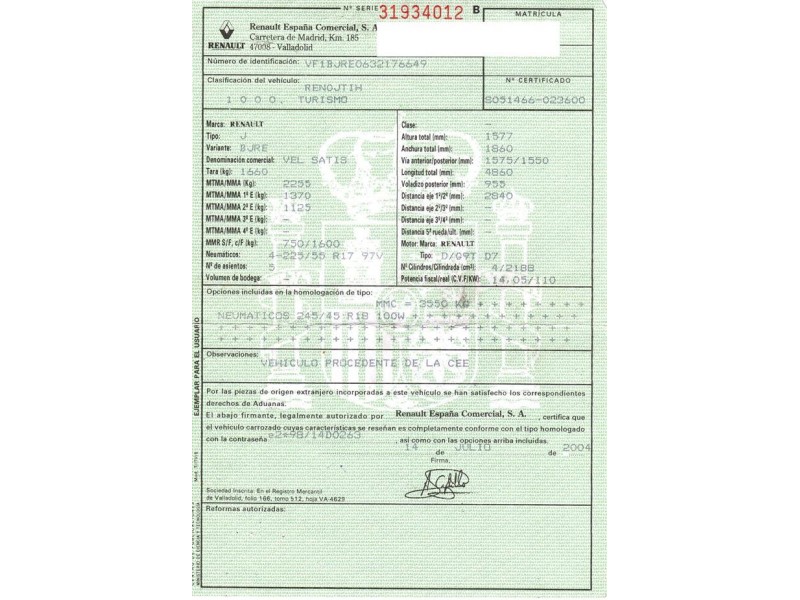 renault vel satis del año 2004