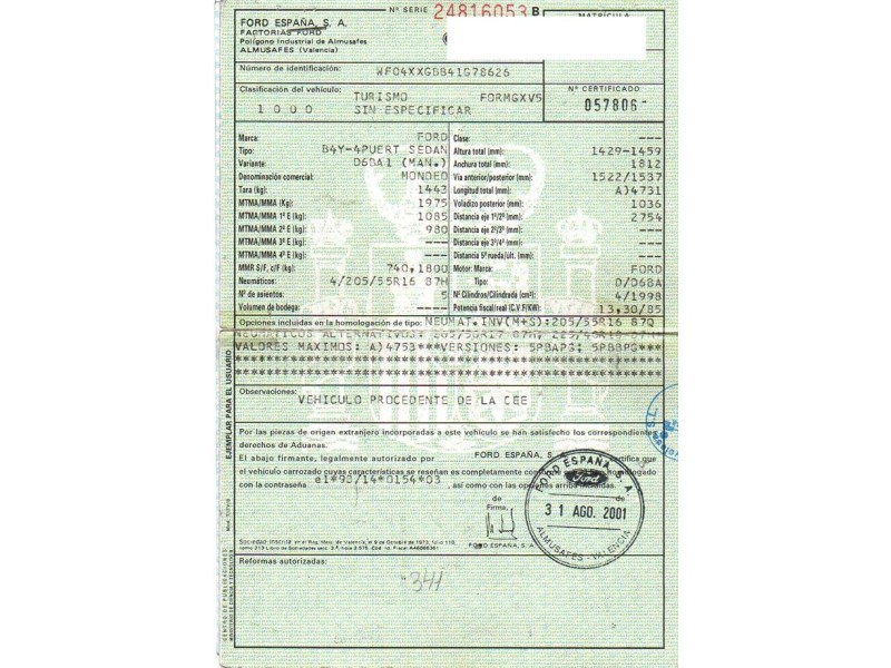 ford mondeo del año 2001