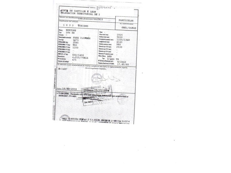 bertone freeclimber 2.5 td (115,57cv del año 1992