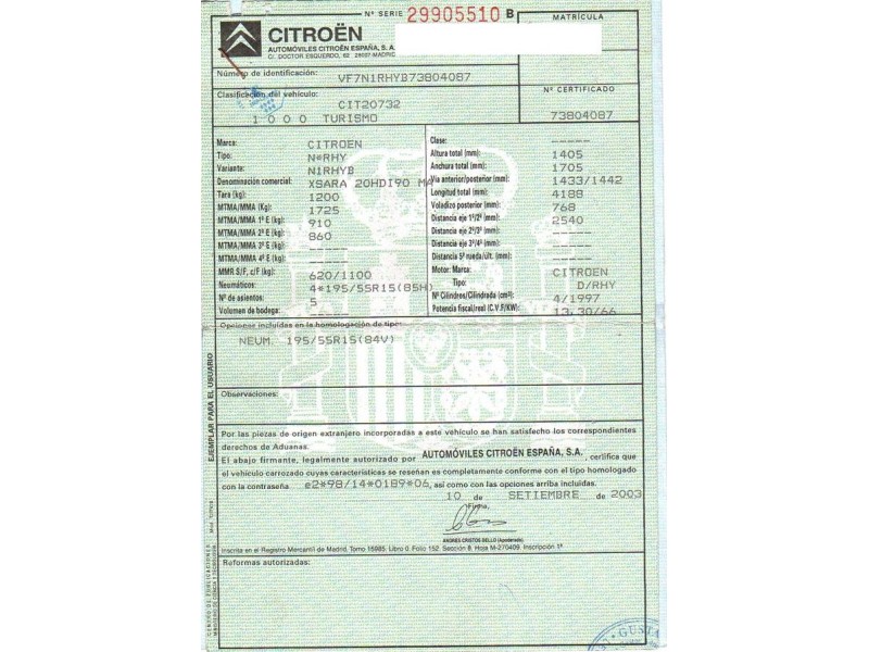 citroen xsara del año 2004