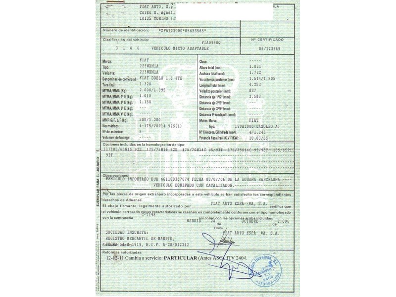 fiat doblo del año 2006