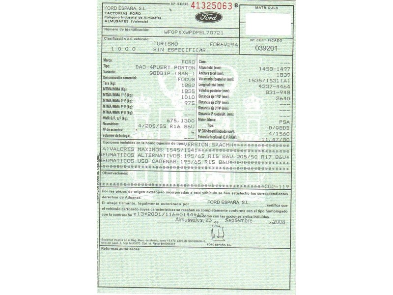 ford focus del año 2009