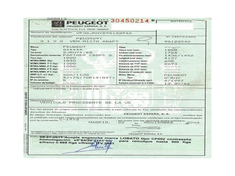 peugeot partner del año 2004