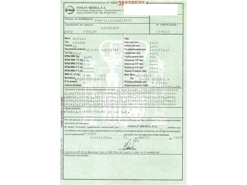 nissan kubistar del año 2007