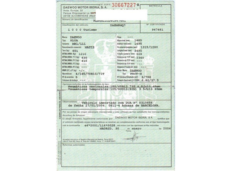 daewoo matiz del año 2004