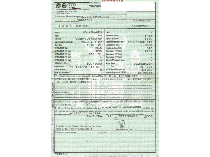 volkswagen polo del año 2003