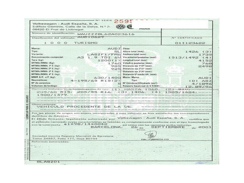 audi a3 del año 2001