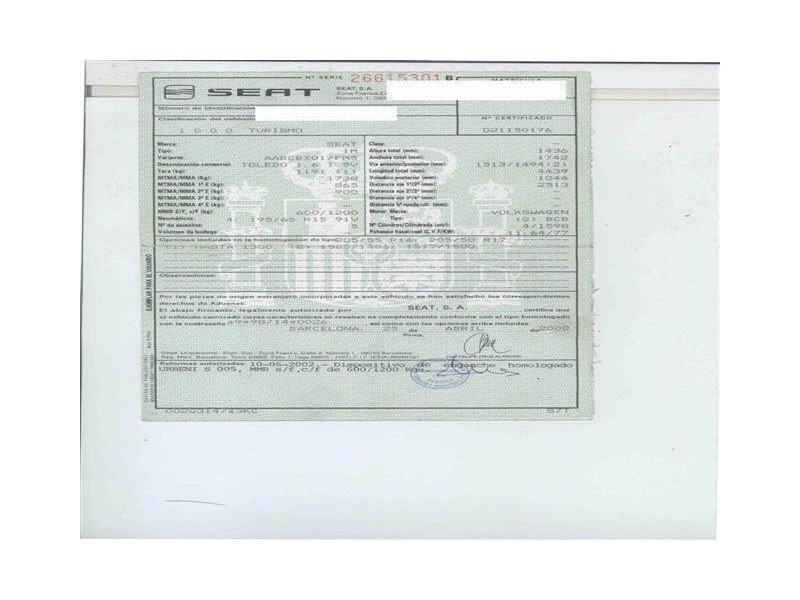 seat toledo del año 2002