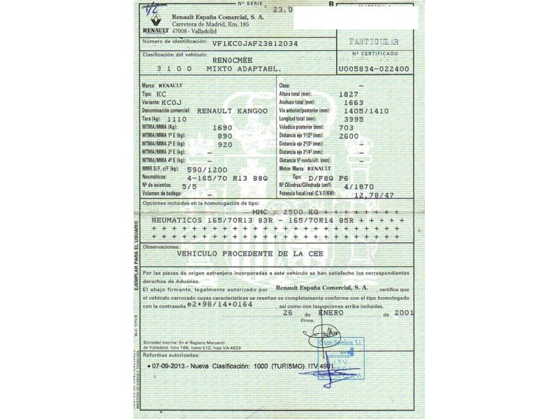 renault kangoo del año 2001