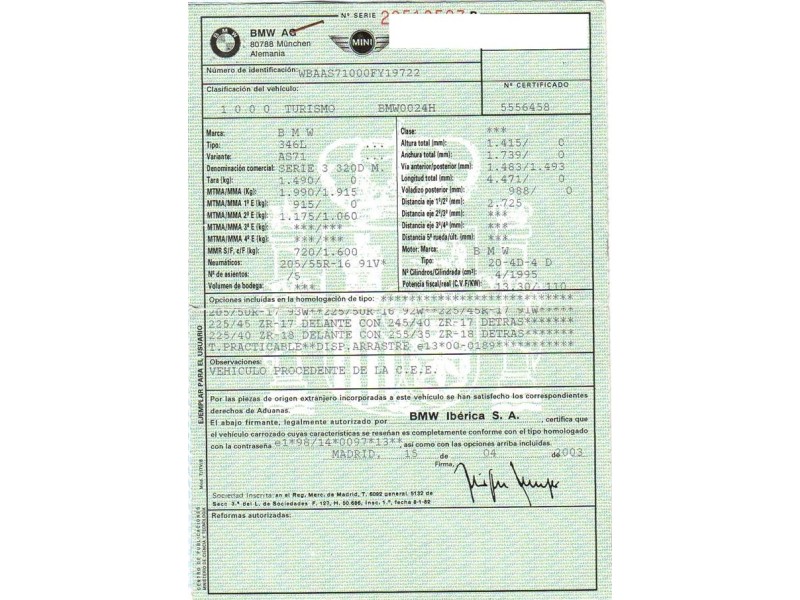 bmw  320 del año 2003