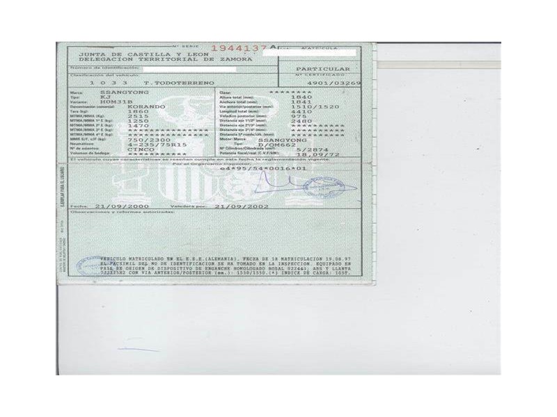 ssangyong actyon 2.9 d korando /om662 (97,92cv del año 1997