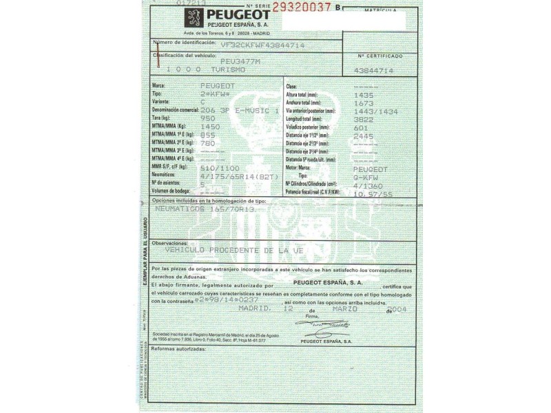 peugeot 206 del año 2004