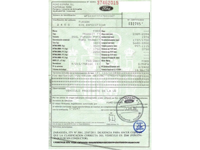 ford transit del año 2009