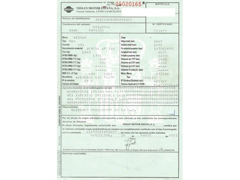 nissan almera del año 2001