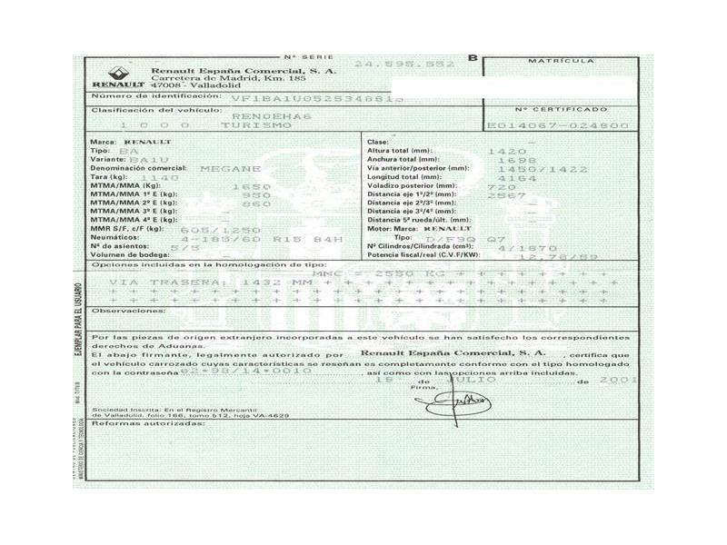renault megane del año 2001