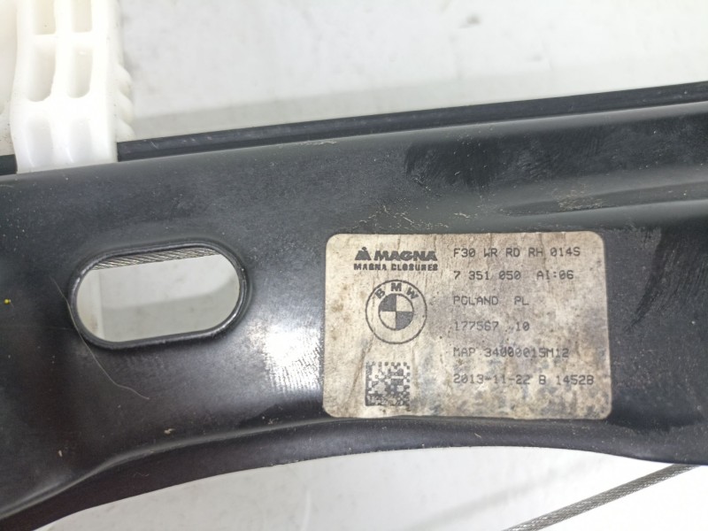 Recambio de elevalunas trasero derecho para bmw 320 f31 xdrive ranchera referencia OEM IAM 67627341563 17756710 