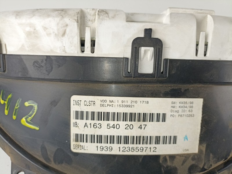 Recambio de cuadro instrumentos para m. benz ml 320 g-112942 163 referencia OEM IAM A1635402047  