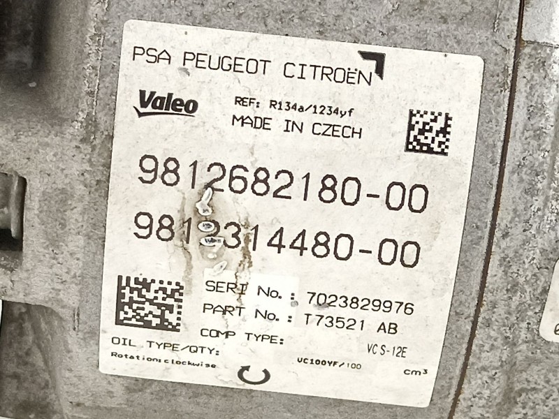 Recambio de compresor aire acondicionado para peugeot 308 1.2 g style referencia OEM IAM 9812682180  