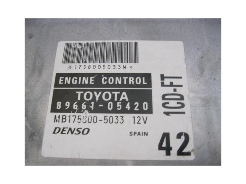 Recambio de centralita toyota avensis 20 td 2002 para toyota avensis 2.0 td -1cd-ftv (110,13) referencia OEM IAM 89661-05420  