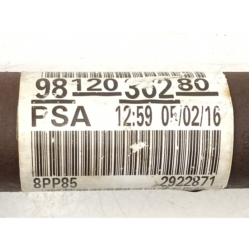 Recambio de transmision delantera izquierda para citroen c elysee -exclu 1.6 hdi bh02 100cv 73 kw referencia OEM IAM 9812036280 