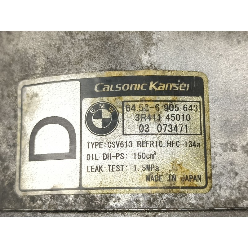 Recambio de compresor aire acondicionado para bmw 320 2.0 d coupe referencia OEM IAM 6905643 64526905643 3R41145010