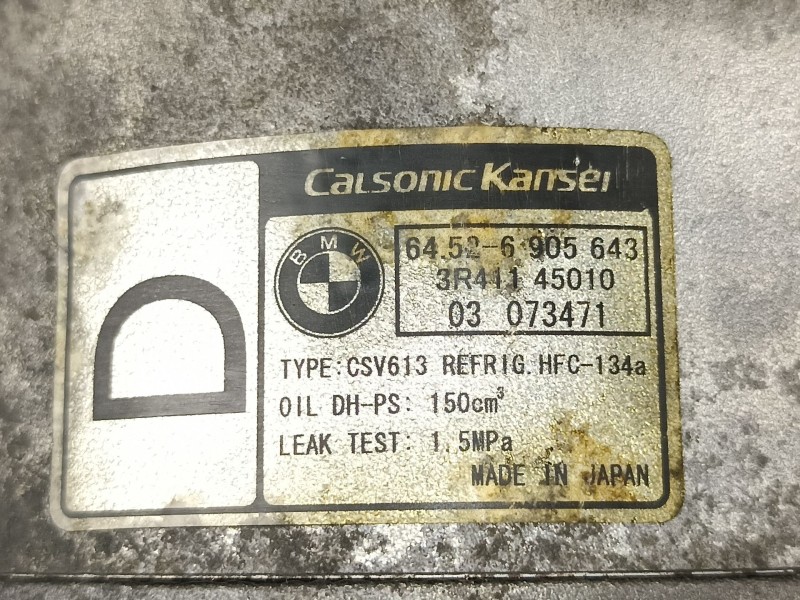 Recambio de compresor aire acondicionado para bmw 320 2.0 d coupe referencia OEM IAM 6905643 64526905643 3R41145010