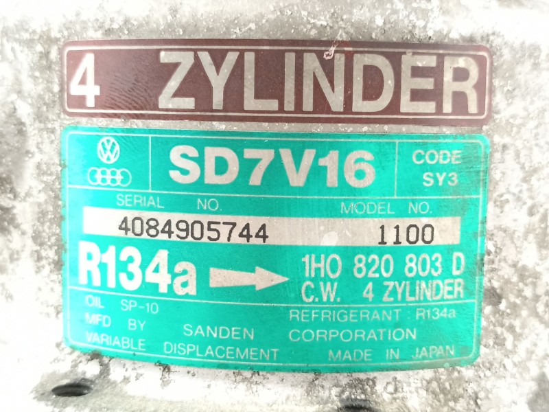Recambio de compresor aire acondicionado para seat toledo (1l) 1.9 tdi referencia OEM IAM 1H0820803D  SD7V16