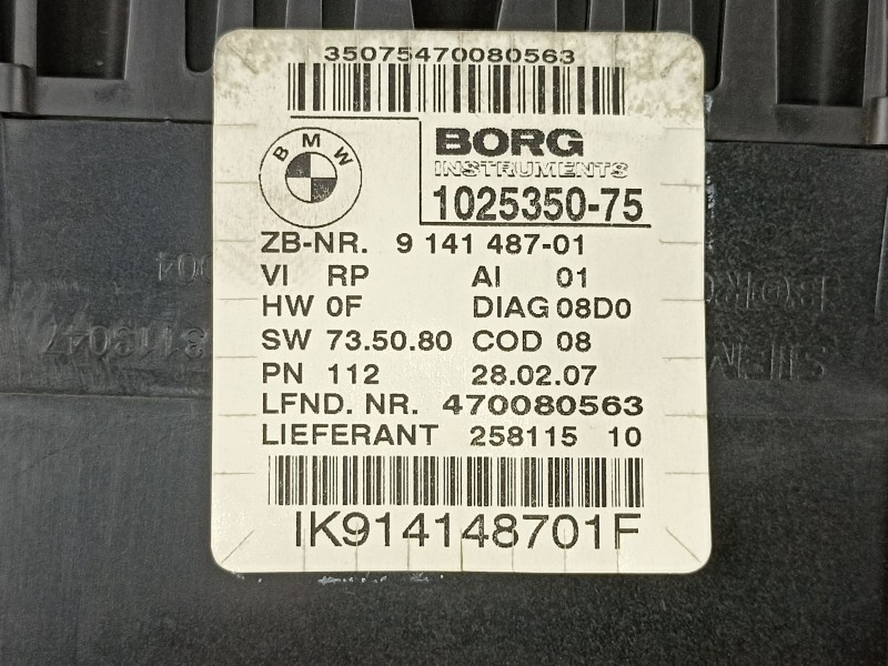 Recambio de cuadro instrumentos para bmw serie 3 berlina (e90) 320d referencia OEM IAM 9141487 102535075 