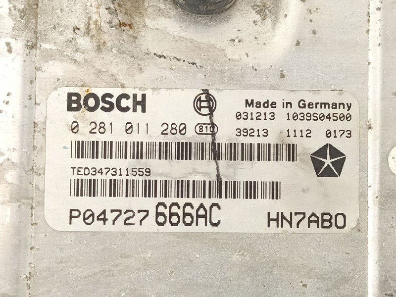 Recambio de centralita para chrysler voyager (rg) 2.5 crd cat referencia OEM IAM 4727666AC 0281011280 HN7AB0