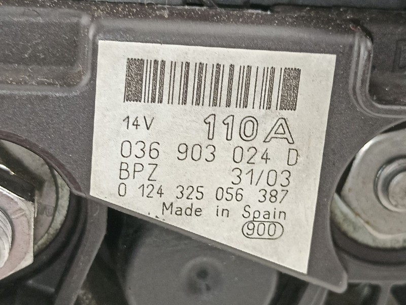 Recambio de alternador para volkswagen polo (9n1) 1.4 16v referencia OEM IAM 036903024D 0124325056 