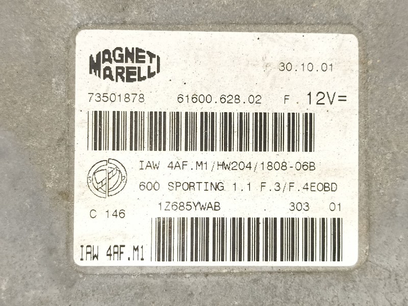 Recambio de centralita para fiat seicento 1.1 g referencia OEM IAM 73501878 6160062802 