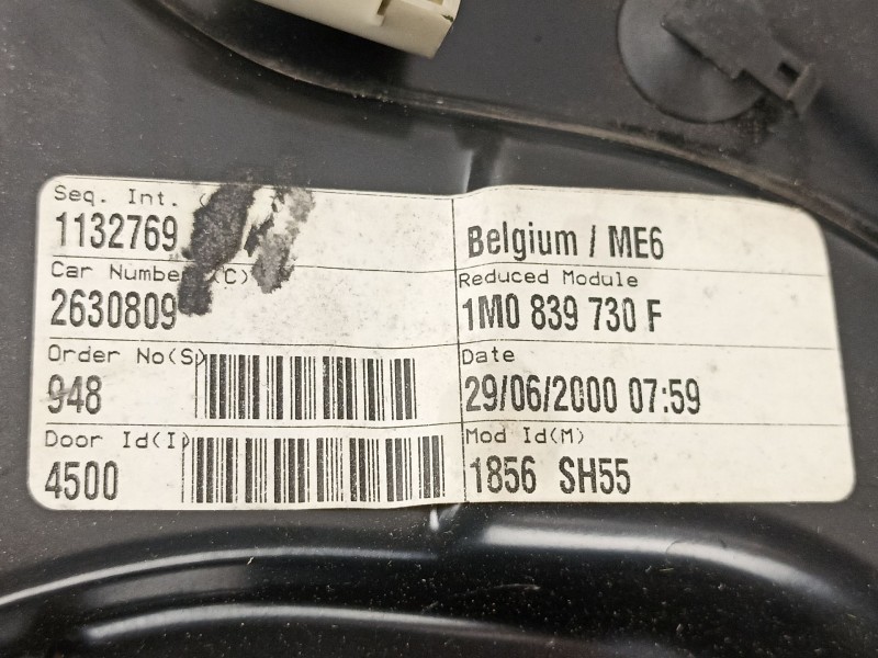 Recambio de elevalunas trasero derecho para seat leon (1m1) 1.8 20v referencia OEM IAM 1M0839730F 1J4959812C 1M0839756F