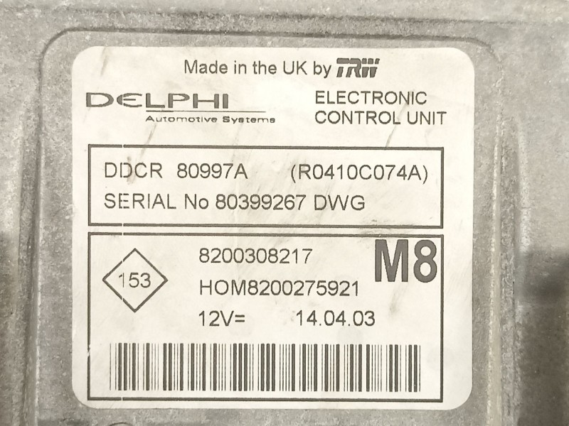 Recambio de centralita para nissan micra (k12e) visia referencia OEM IAM 8200308217 R0410C074A 80997A