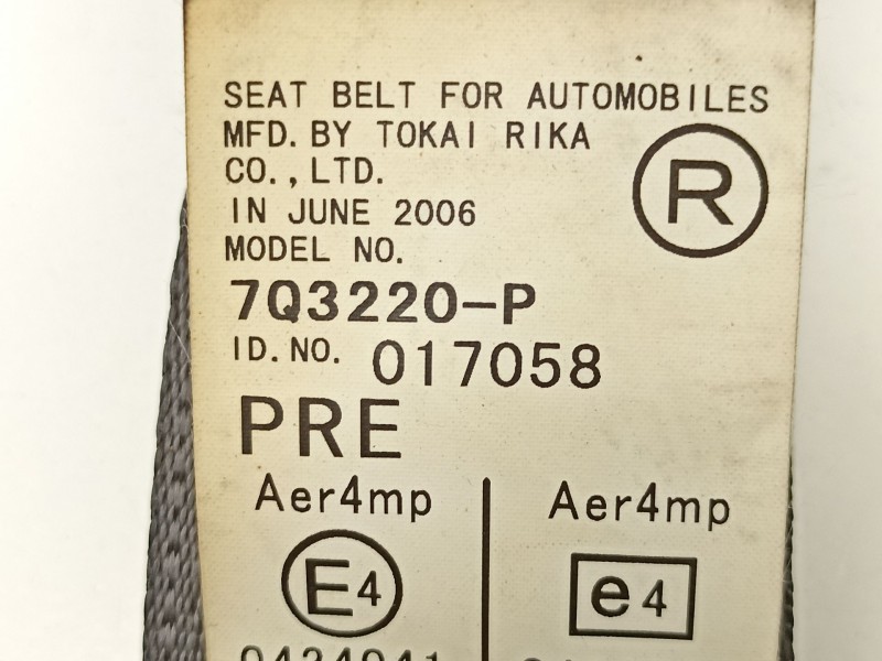 Recambio de cinturon seguridad delantero derecho para daihatsu sirion (m3..) referencia OEM IAM 7Q3220P  