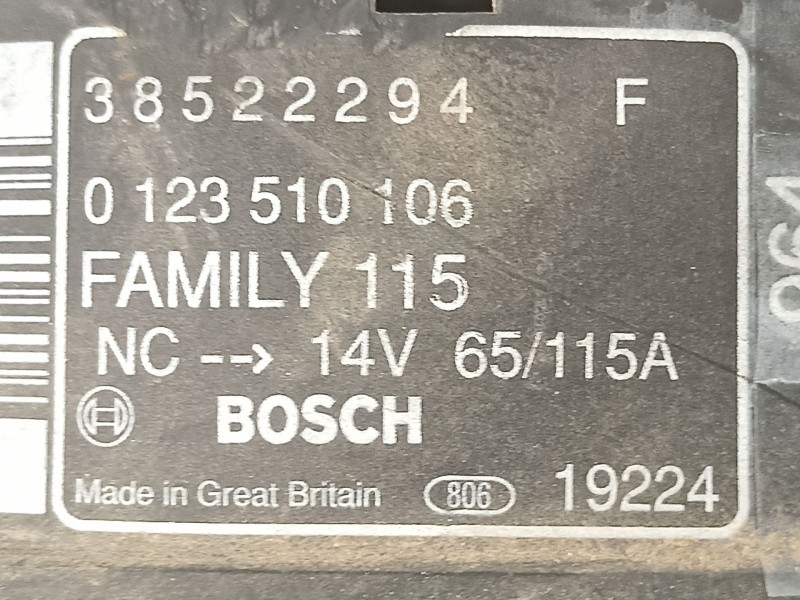 Recambio de alternador para chrysler voyager 2.5 d referencia OEM IAM 38522294F 0123510106 