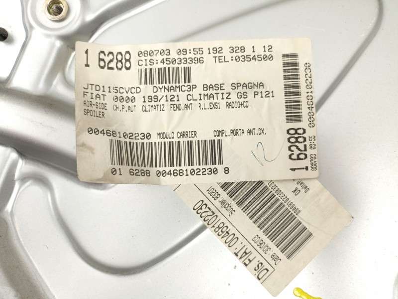 Recambio de elevalunas delantero derecho para fiat stilo multi wagon (192_) 1.9 jtd referencia OEM IAM 46831652  468102230