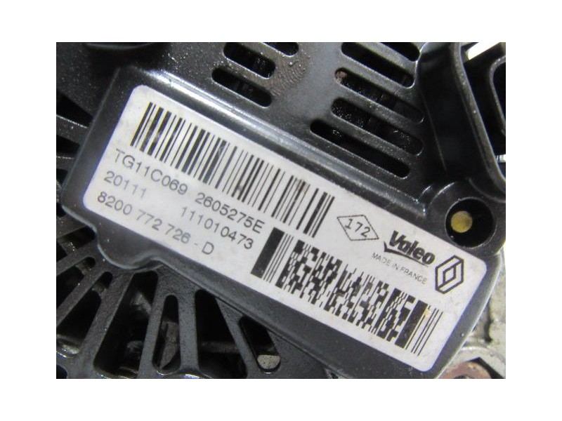 Recambio de alternador : renault scenic : 1.5 dci (106,05cv) [2007] para renault scenic 1.5 dci referencia OEM IAM 8200722726D  