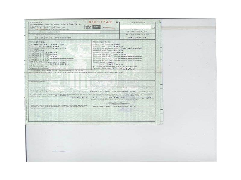 opel kadett g- del año 1990
